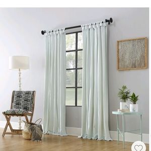 Archaeo washed cotton twisted tab light filtering curtain panel green 95 x 52